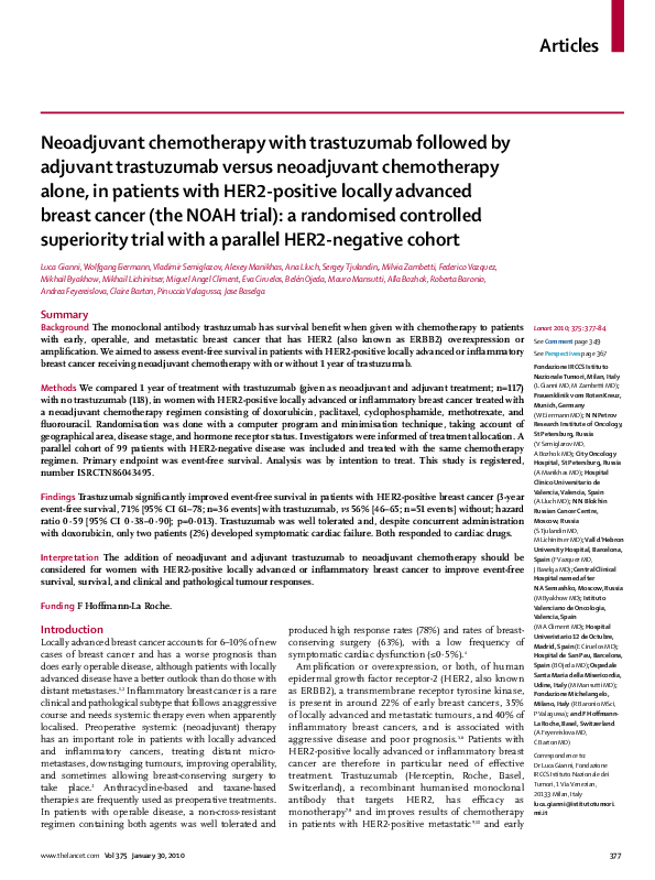 (PDF) Neoadjuvant chemotherapy with trastuzumab followed by adjuvant ...