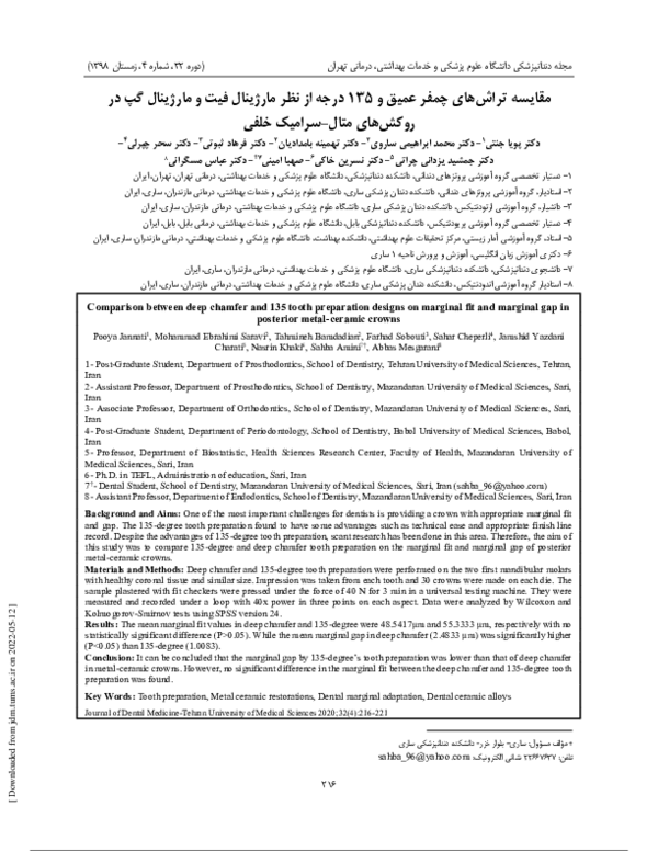 (PDF) Comparison between deep chamfer and 135 ̊ tooth preparation