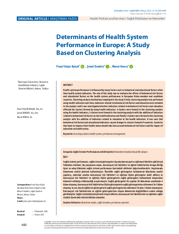 (PDF) Determinants of Health System Performance in Europe: A Study ...