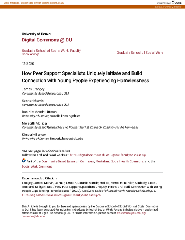 (PDF) How peer support specialists uniquely initiate and build ...