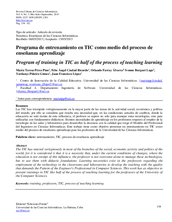 (PDF) Program of training in TIC as half of the process of teaching ...