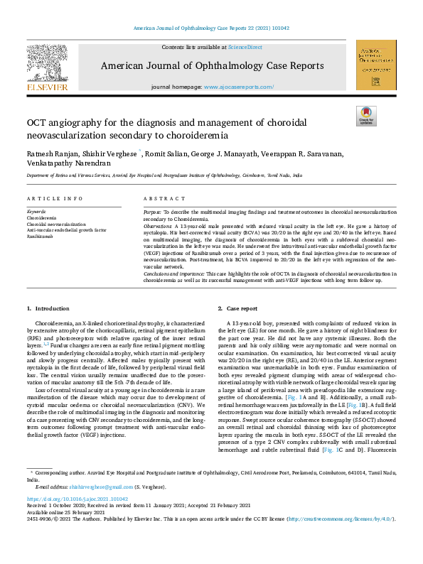 (PDF) OCT angiography for the diagnosis and management of choroidal ...