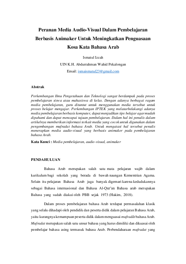 (PDF) Peranan Media Audio-Visual Dalam Pembelajaran