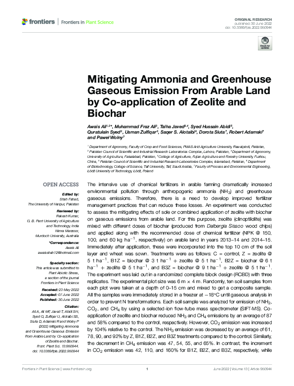 (PDF) Mitigating Ammonia and Greenhouse Gaseous Emission From Arable ...