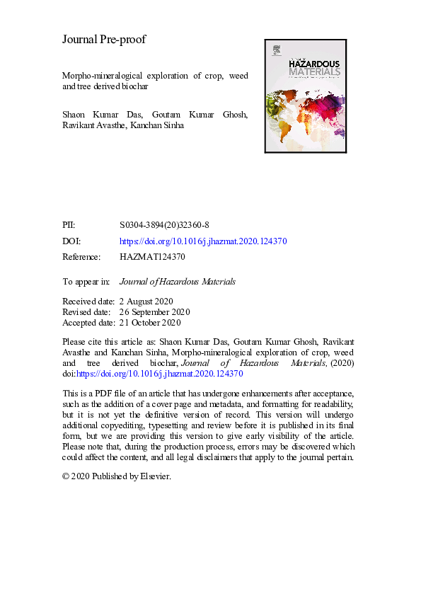  PDF Morpho mineralogical Exploration Of Crop Weed And Tree Derived 