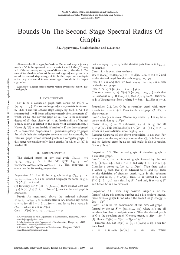 (PDF) Bounds On The Second Stage Spectral Radius Of Graphs ...