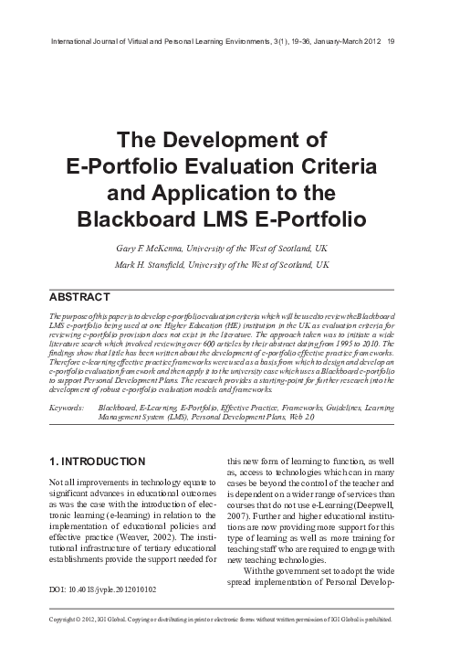 (PDF) The Development of E-Portfolio Evaluation Criteria and ...