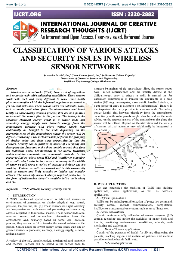 (PDF) Classification of Various Attacks and Security Issues in Wireless ...