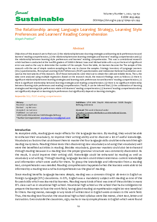 (PDF) The Relationship between Learning Strategies and Learning Style ...