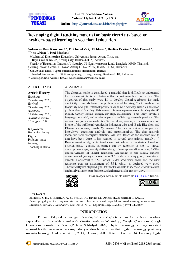 (PDF) Developing digital teaching material on Basic Electricity based ...