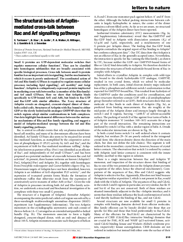 (PDF) The structural basis of Arfaptin-mediated cross-talk between Rac ...