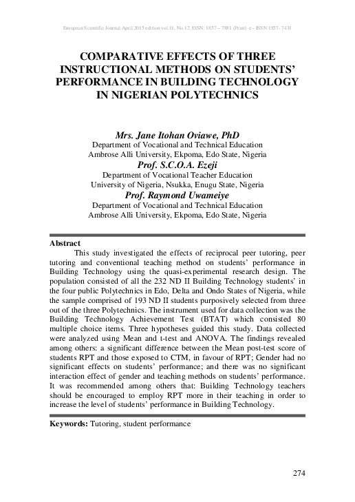 (PDF) Comparative Effects of Three Instructional Methods on Students ...