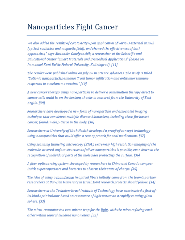 (PDF) Nanoparticles Fight Cancer | George Rajna - Academia.edu