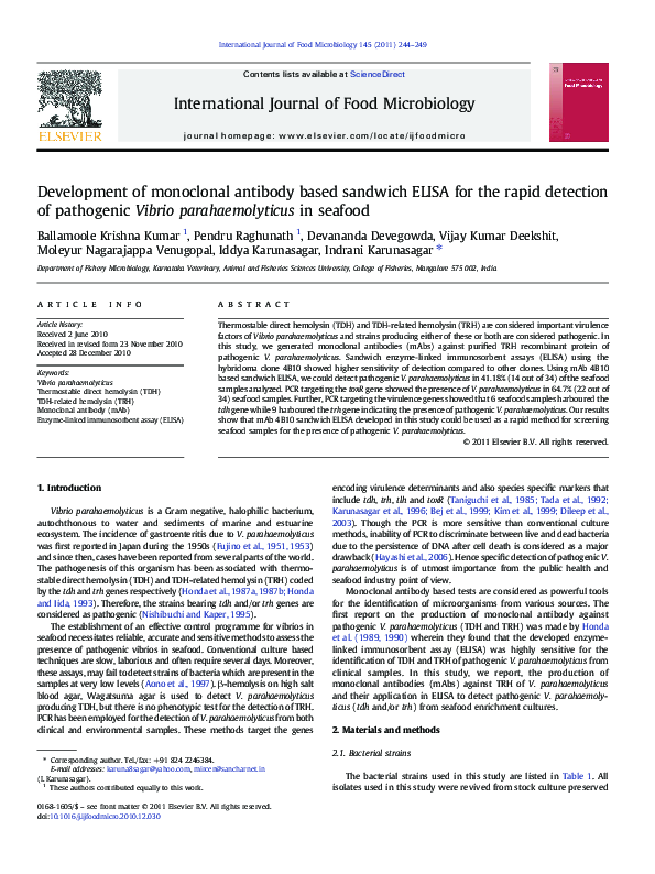 (PDF) Development of monoclonal antibody based sandwich ELISA for the ...