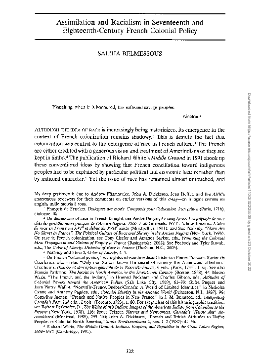 (PDF) Assimilation and Racialism in Seventeenth and EighteenthCentury