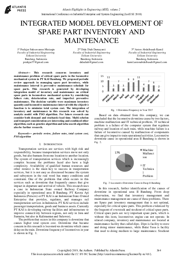 (PDF) Integrated Model Development of Spare Part Inventory and Maintenance