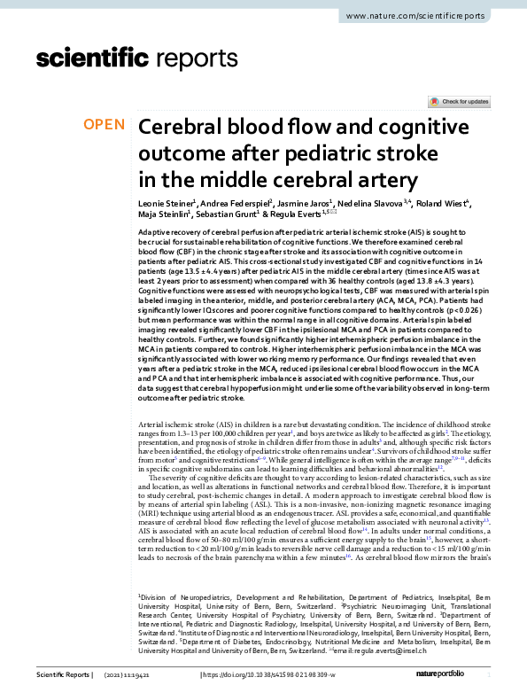 (PDF) Cerebral blood flow and cognitive outcome after pediatric stroke ...