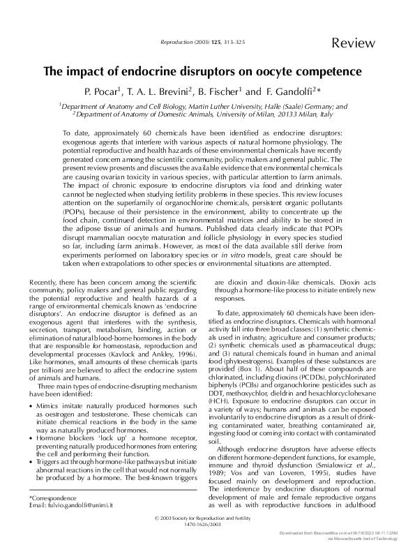 (PDF) The impact of endocrine disruptors on oocyte competence