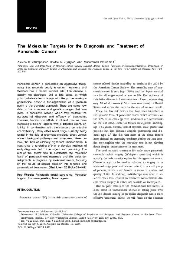 (PDF) The Molecular Targets for the Diagnosis and Treatment of ...