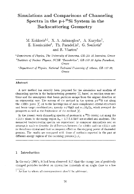 (PDF) Simulations and comparisons of channeling spectra in the p+28Si ...