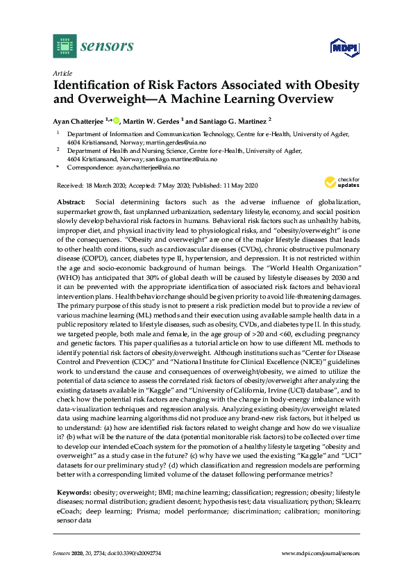 (PDF) Identification of Risk Factors Associated with Obesity and ...
