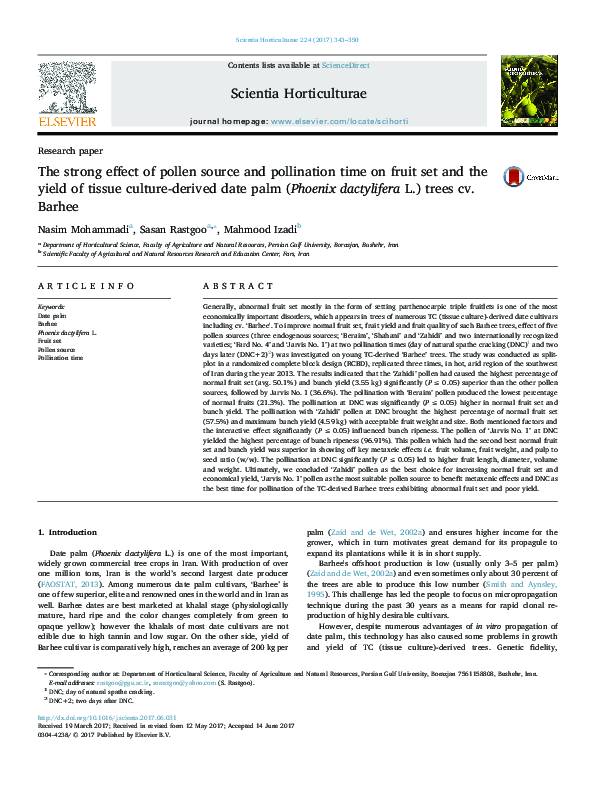 (PDF) The strong effect of pollen source and pollination time on fruit ...
