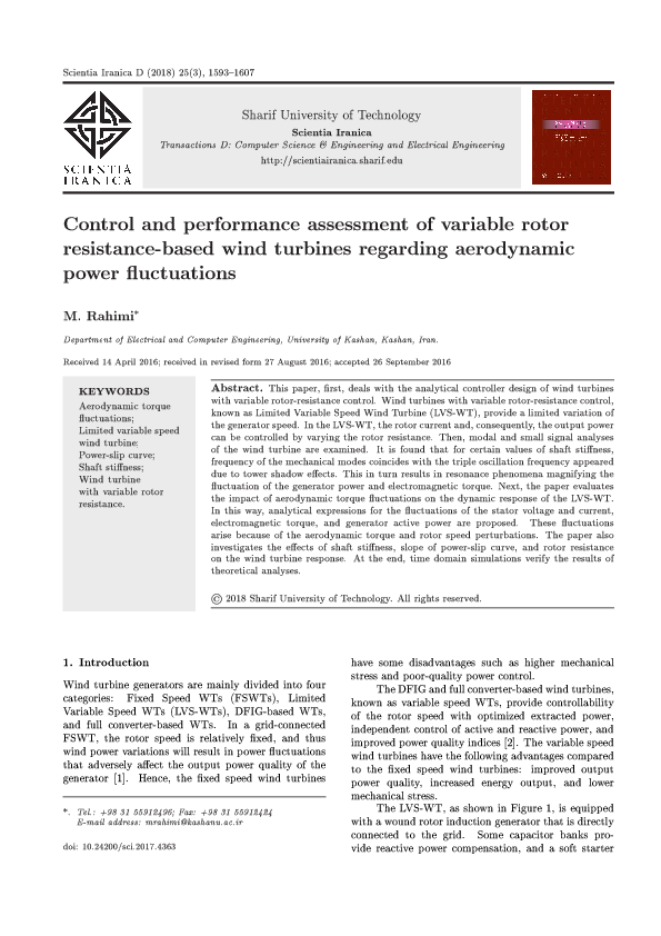 (PDF) Control and Performance Assessment of Variable Rotor Resistance