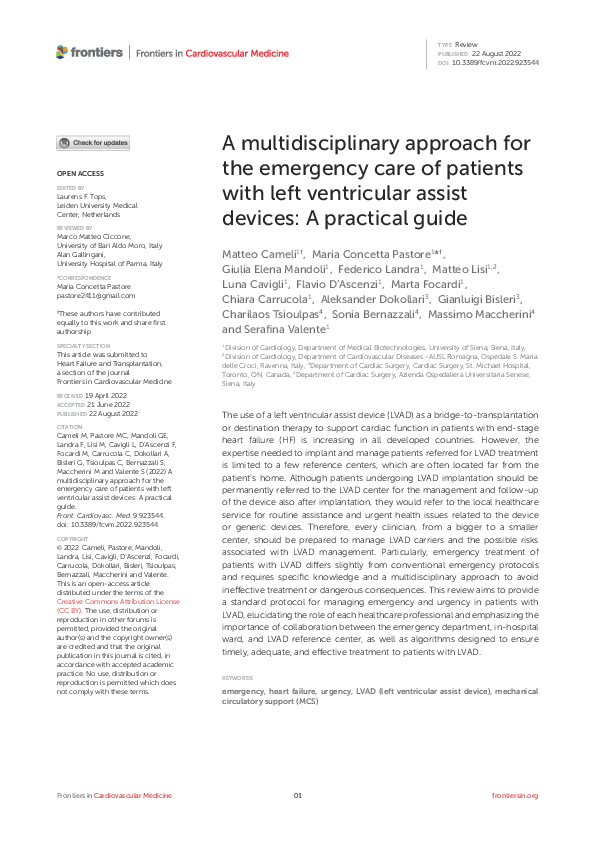 (PDF) A multidisciplinary approach for the emergency care of patients ...