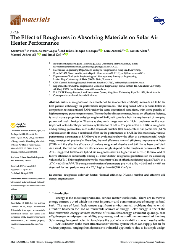 (PDF) The Effect of Roughness in Absorbing Materials on Solar Air ...