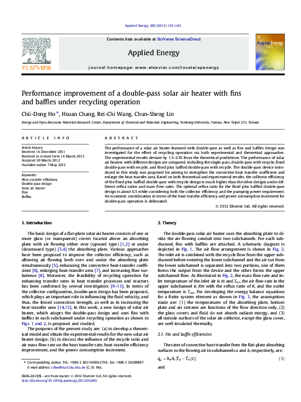 (PDF) Performance improvement of a double-pass solar air heater with ...