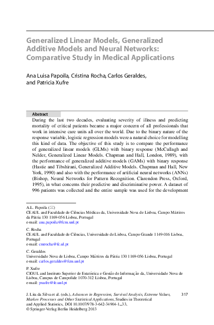 (PDF) Generalized Linear Models, Generalized Additive Models and Neural ...