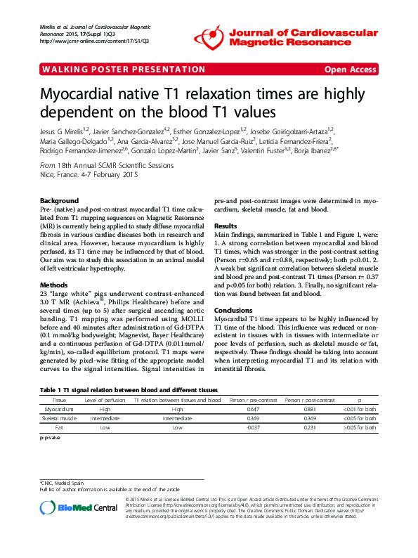 (PDF) Myocardial native T1 relaxation times are highly dependent on the ...