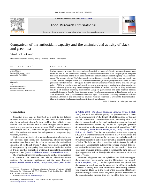 (PDF) Comparison of the antioxidant capacity and the antimicrobial ...