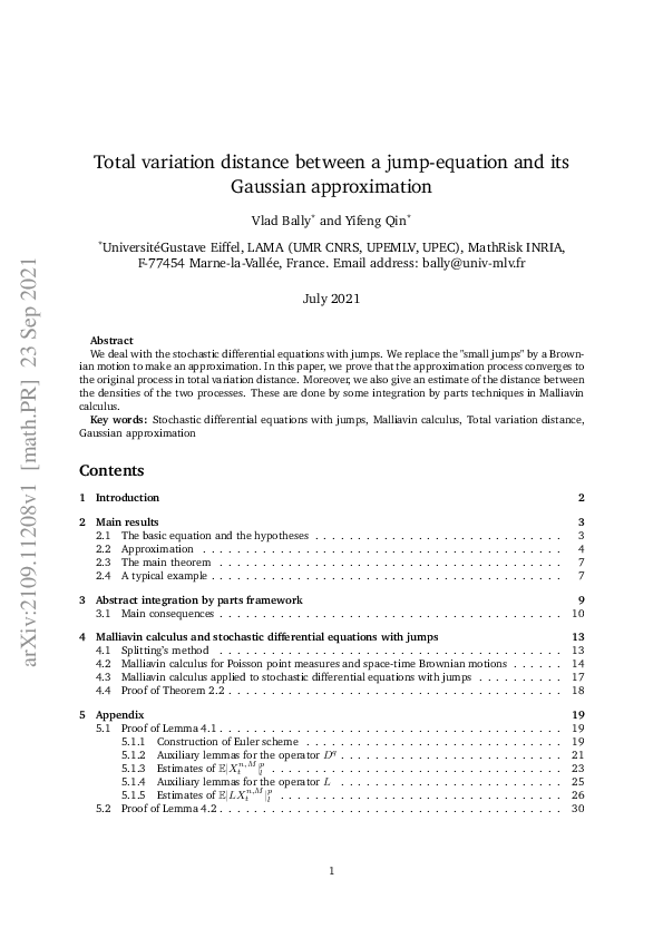 (PDF) Total variation distance between a jump-equation and its Gaussian ...