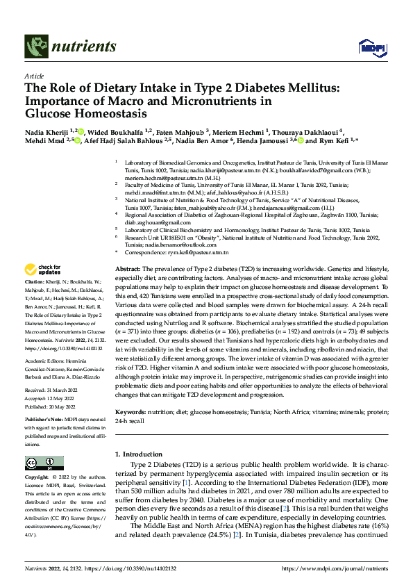 (PDF) The Role of Dietary Intake in Type 2 Diabetes Mellitus ...