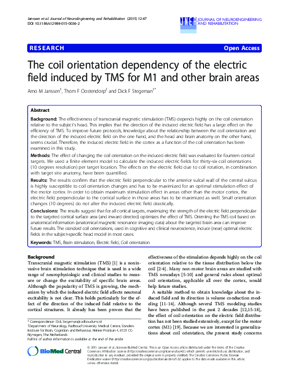 (PDF) The coil orientation dependency of the electric field induced by ...