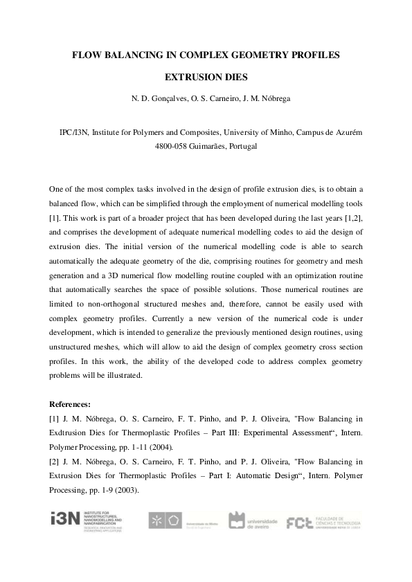 (PDF) Flow balancing in complex geometry profiles extrusion dies
