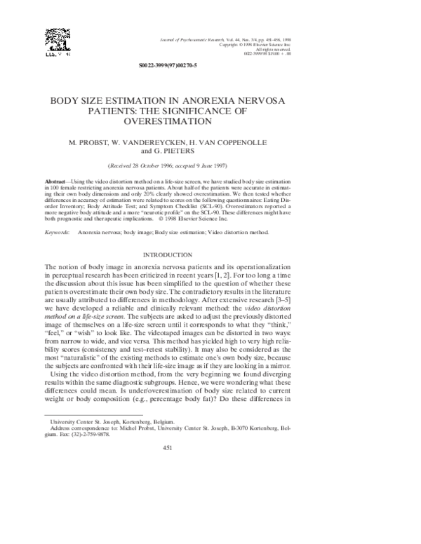 (PDF) Body size estimation in anorexia nervosa patients: the ...