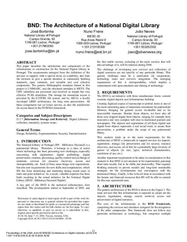 (PDF) BND: the architecture of a national digital library