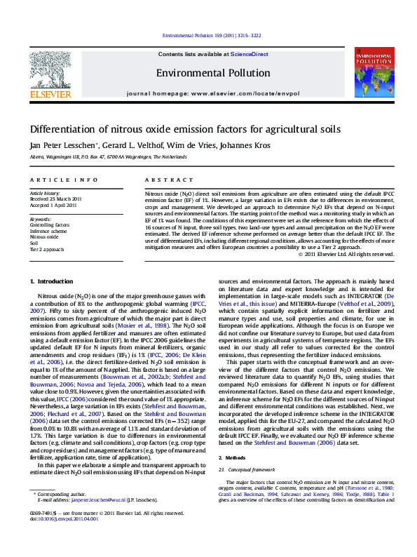 (PDF) Differentiation of nitrous oxide emission factors for ...