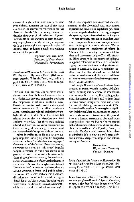 (PDF) Moralists and Modernizers: America's Pre-Civil War Reformers