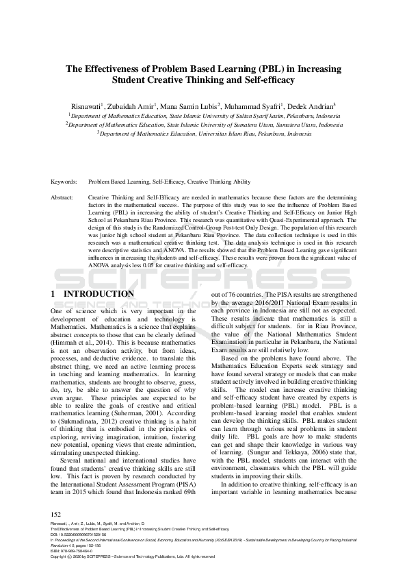 (PDF) The Effectiveness of Problem Based Learning (PBL) in Increasing ...