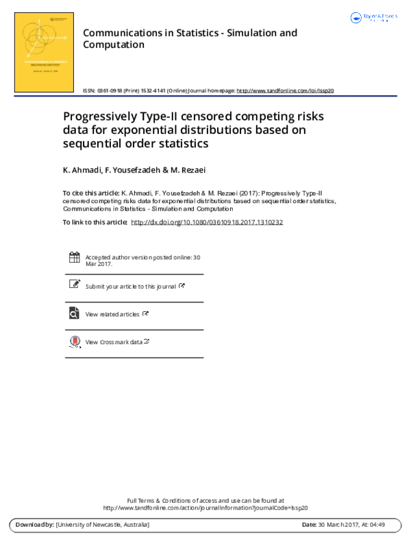 (PDF) Progressively Type-II censored competing risks data from Lomax ...