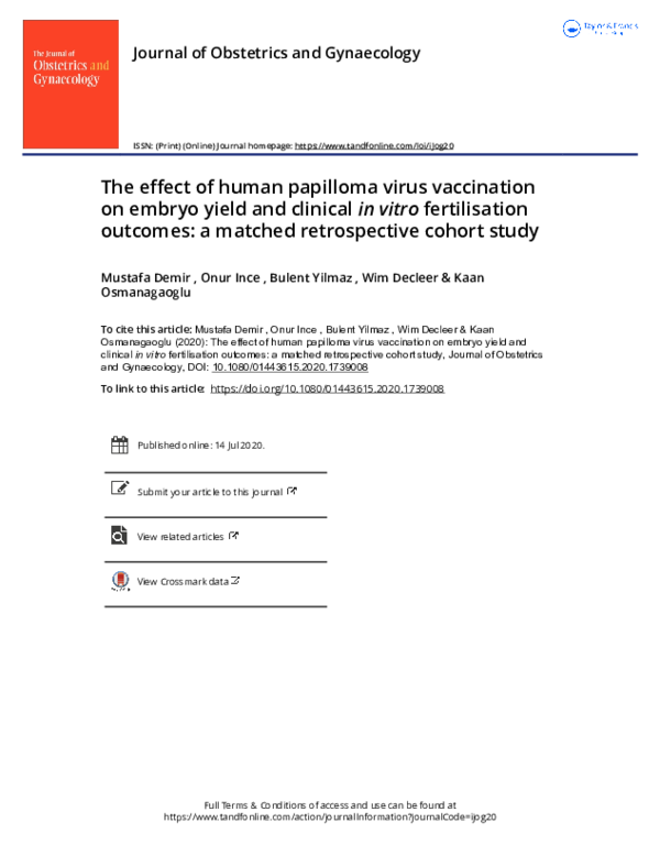 (PDF) The effect of human papilloma virus vaccination on embryo yield ...