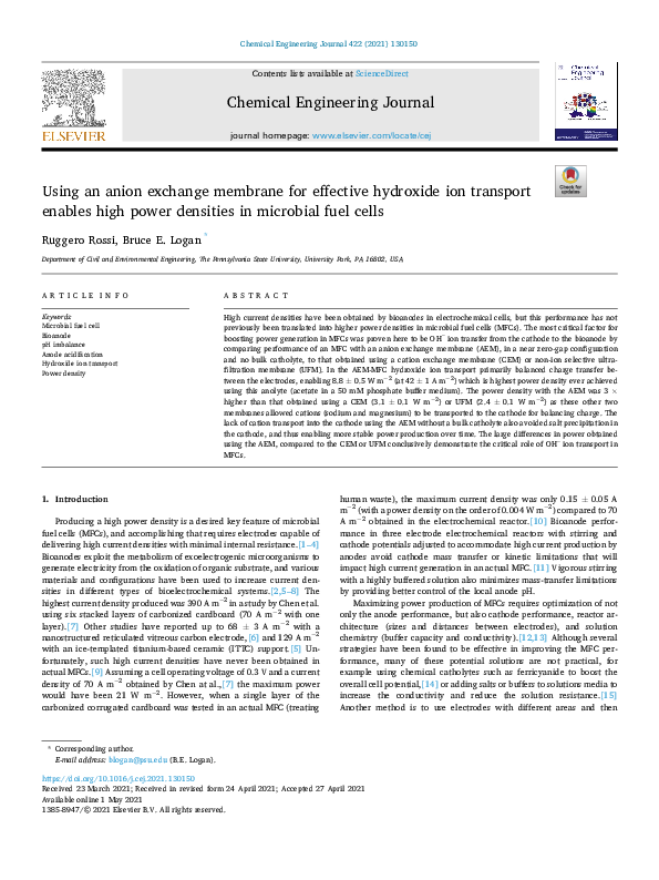 (PDF) Using an anion exchange membrane for effective hydroxide ion ...