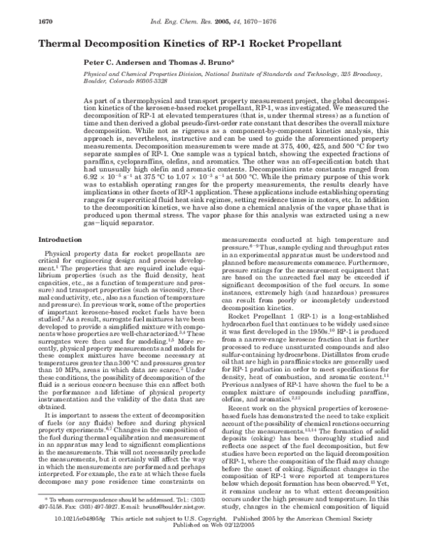 (PDF) Thermal Decomposition Kinetics of RP-1 Rocket Propellant