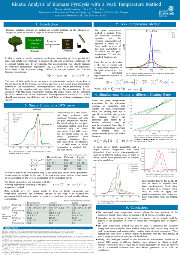 (PDF) Kinetic analysis of biomass pyrolysis with a peak temperature method