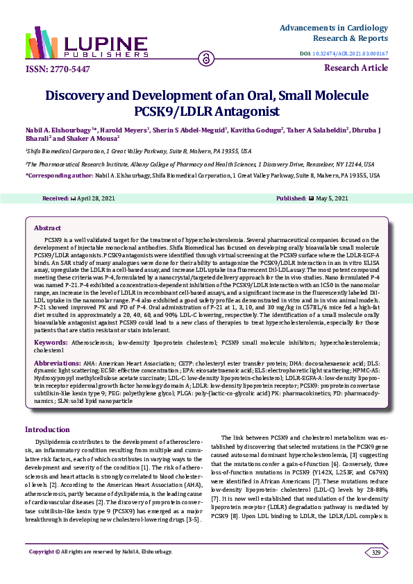 (PDF) Discovery and Development of an Oral, Small Molecule PCSK9/LDLR ...