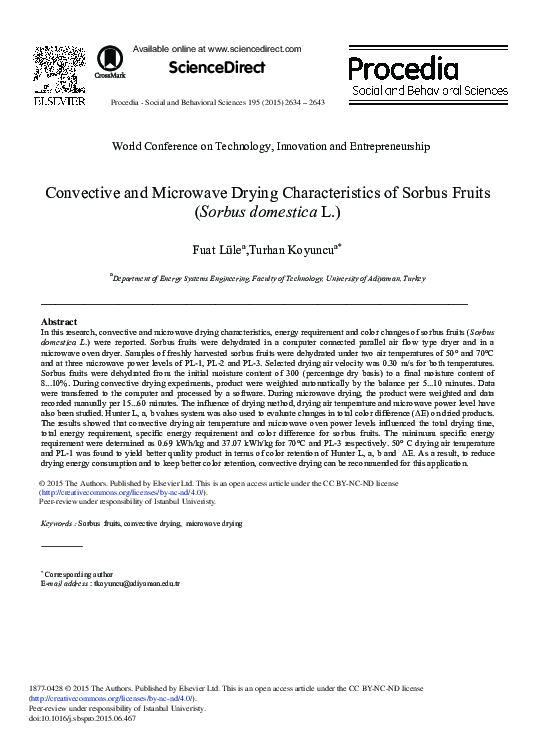 (PDF) Convective and Microwave Drying Characteristics of Sorbus Fruits ...