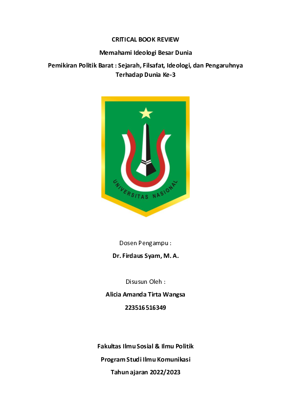  PDF Critical Book Memahami Ideologi Besar Dunia Alicia Amanda Tirta 